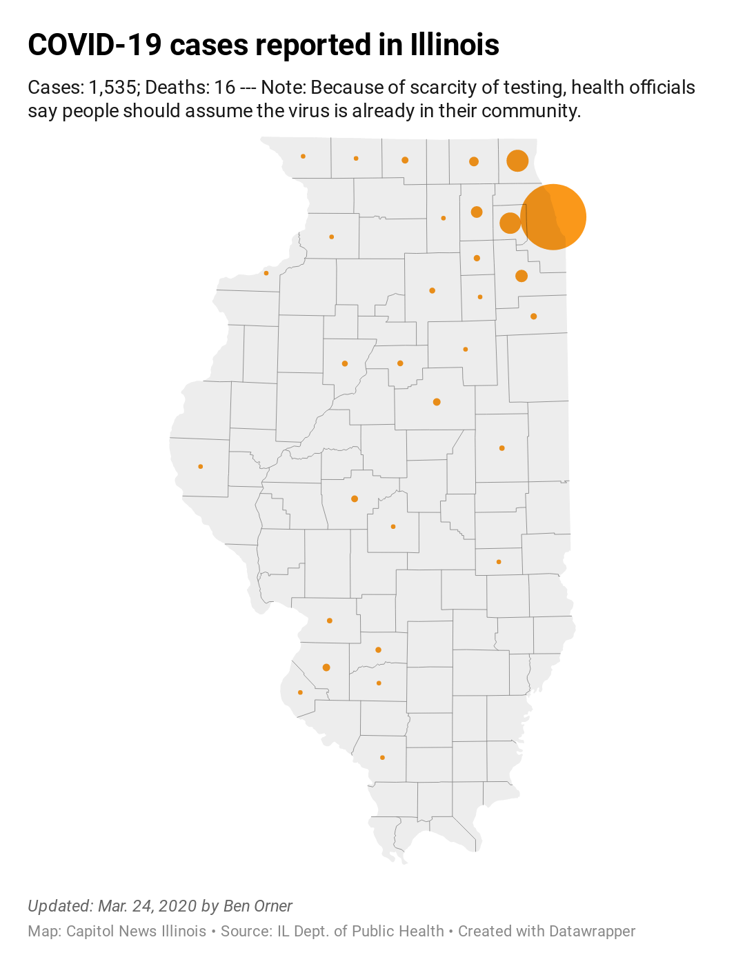 Coronavirus cases in Illinois
