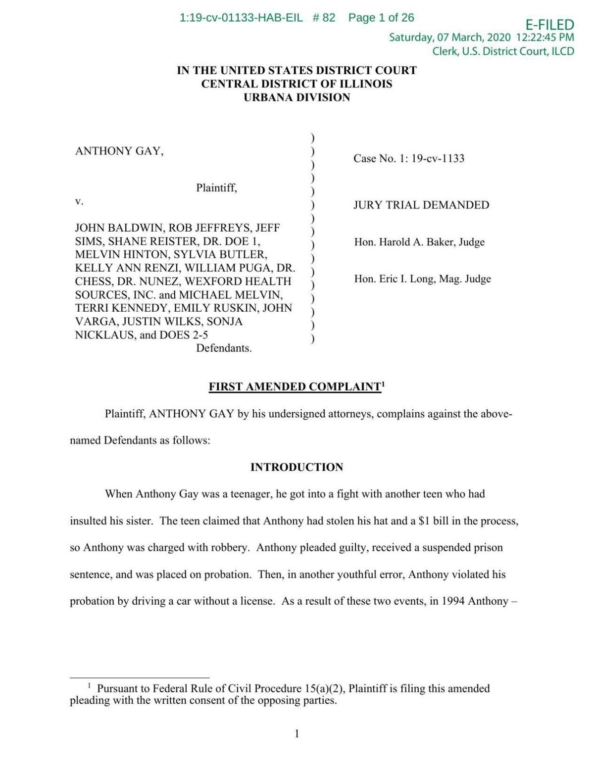 Anthony Gay lawsuit