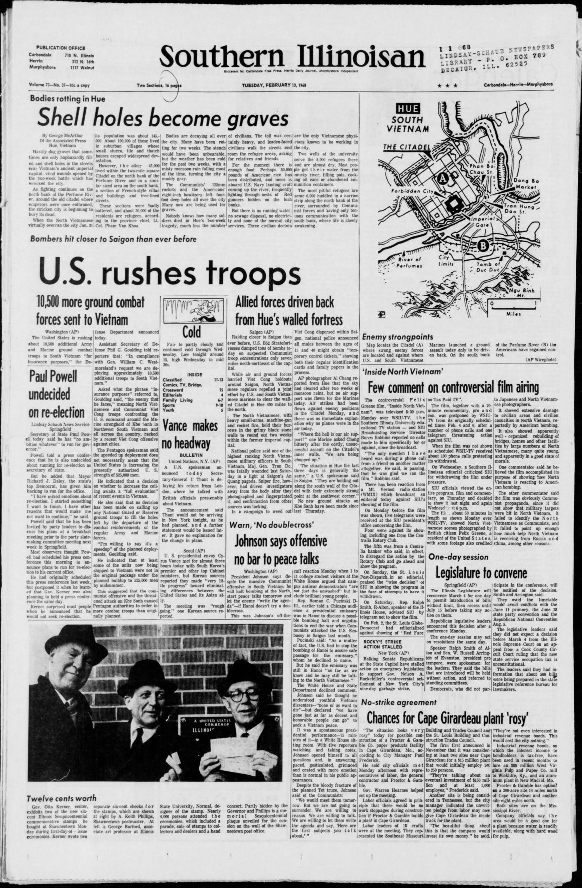 Southern Illinoisan Front Pages From The Vietnam War 