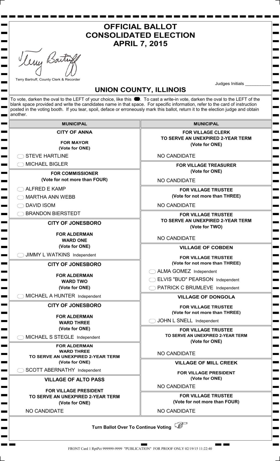 Union County Sample Ballot 2015