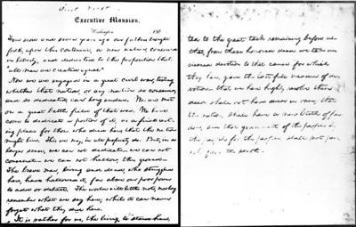 Handwritten copy of Gettysburg Address on display at Abraham Lincoln ...