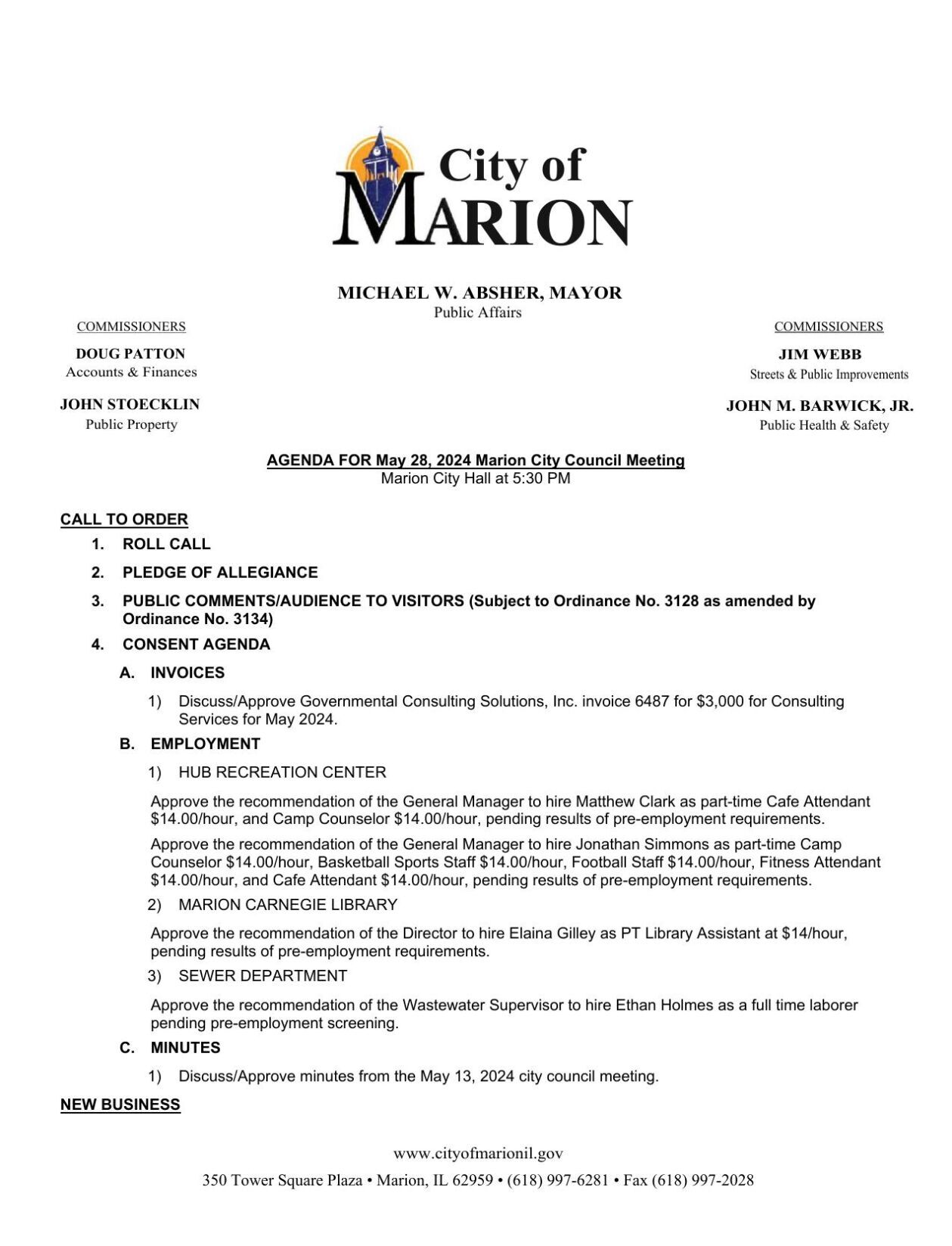 Marion City Council to hold Tuesday meeting Latest Headlines