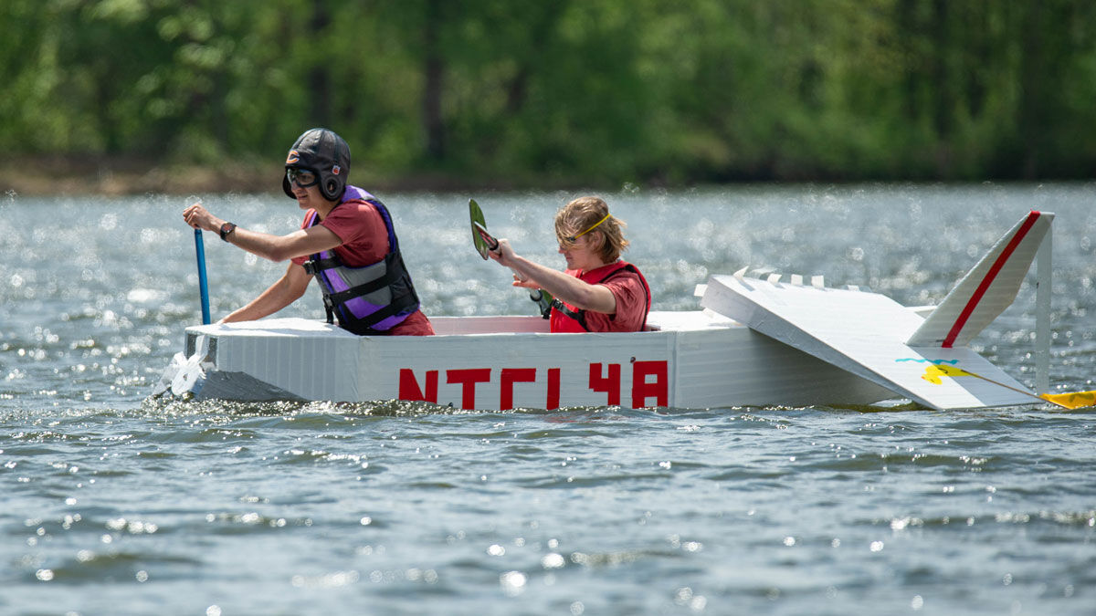 Recycled Cardboard Boat Regatta mariners launched Saturday in Blades