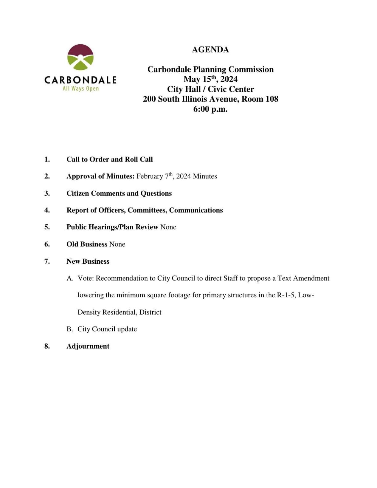 Carbondale Zoning Board of Appeals and Planning Commission to hold