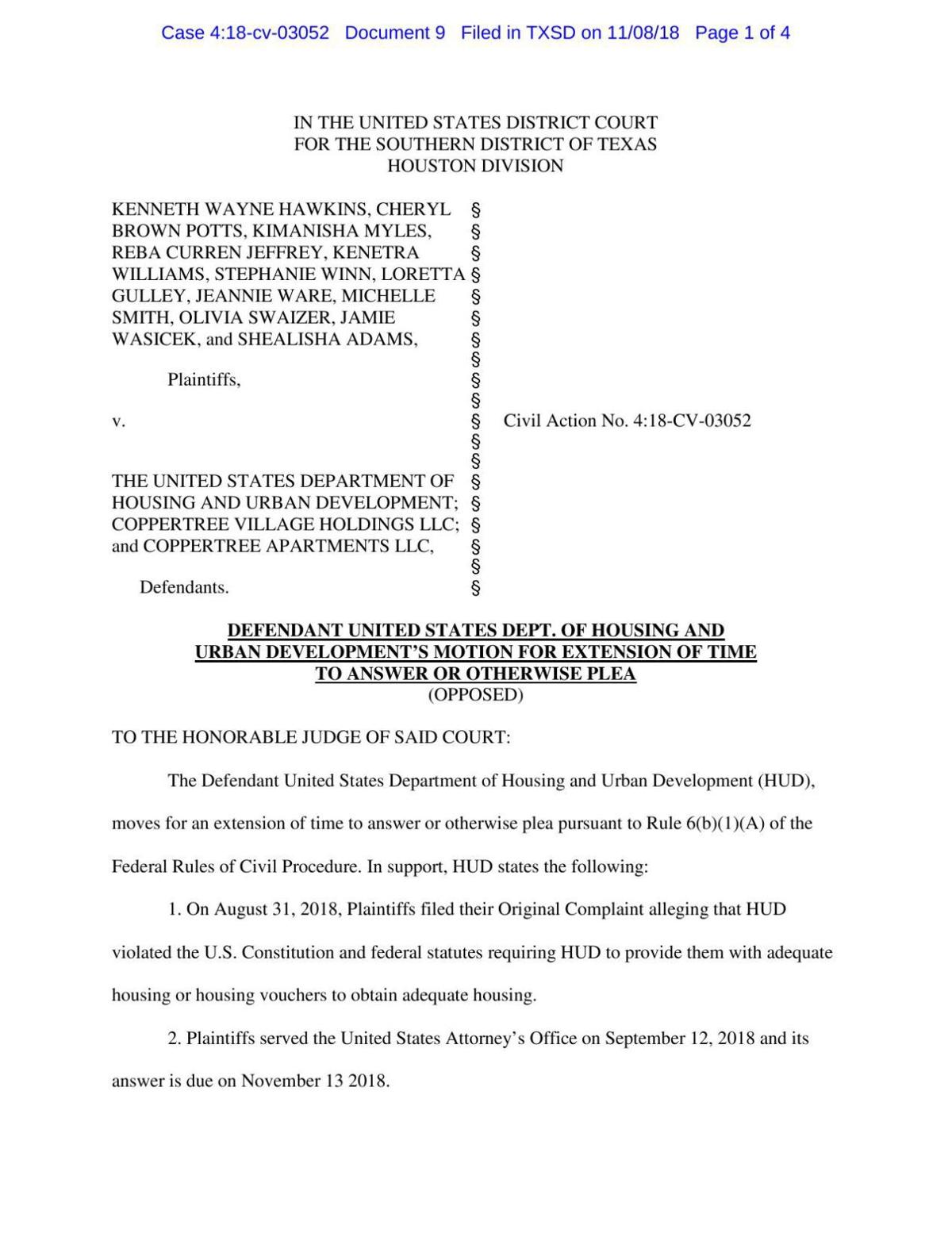 Hud Response To Coppertree Lawsuitpdf Local News Thesoutherncom