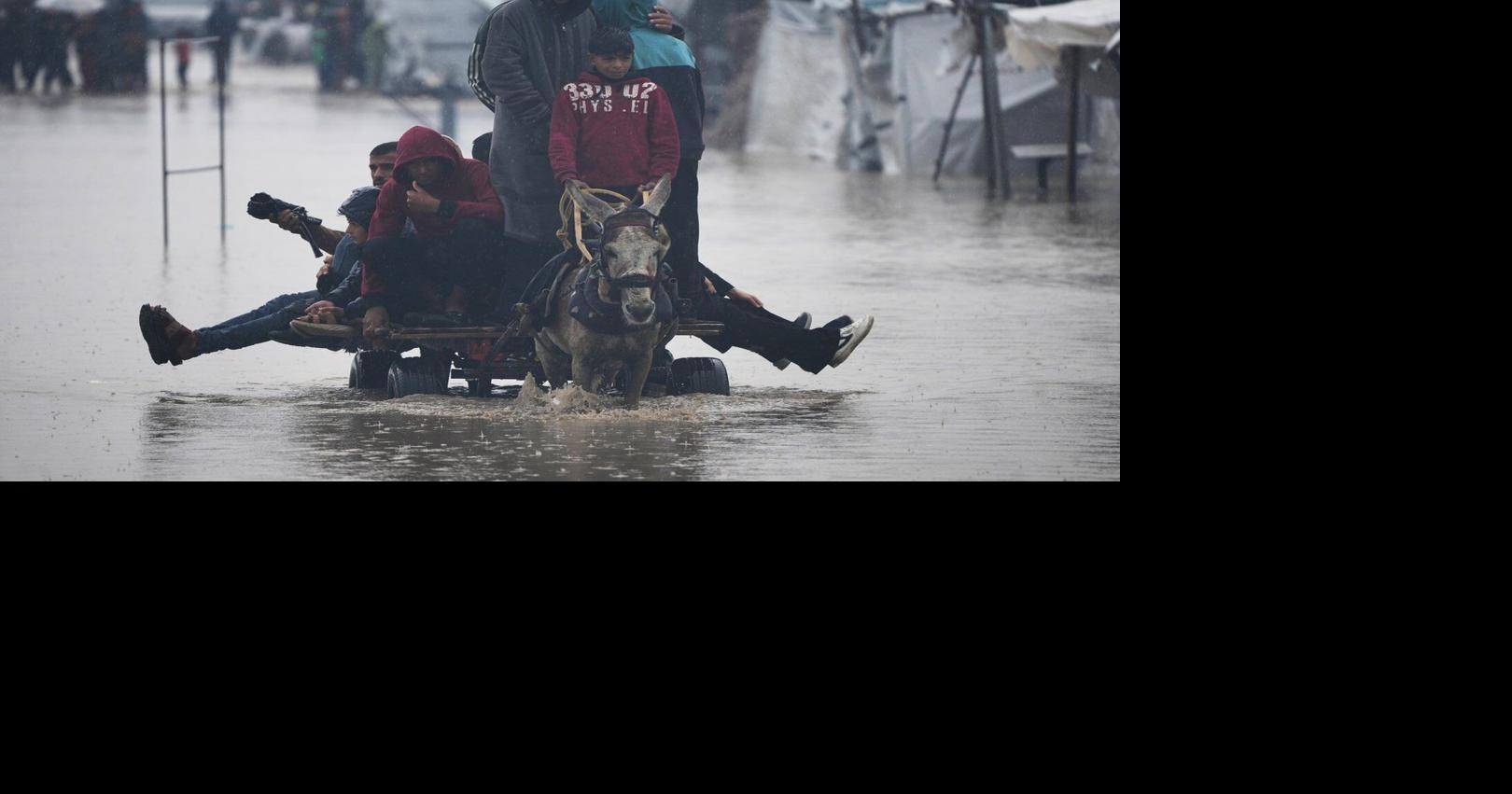 A winter storm chills Gaza and floods tent camps, exposing aid failures