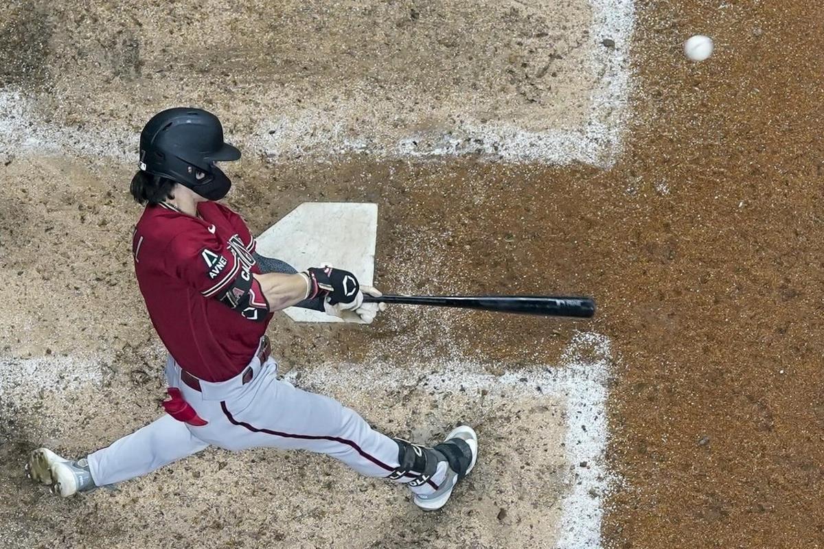 Corbin Carroll exits for Diamondbacks after getting hit by pitch