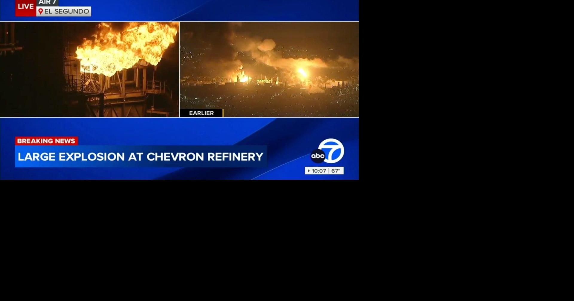 Massive fire erupts at Chevron refinery near Los Angeles