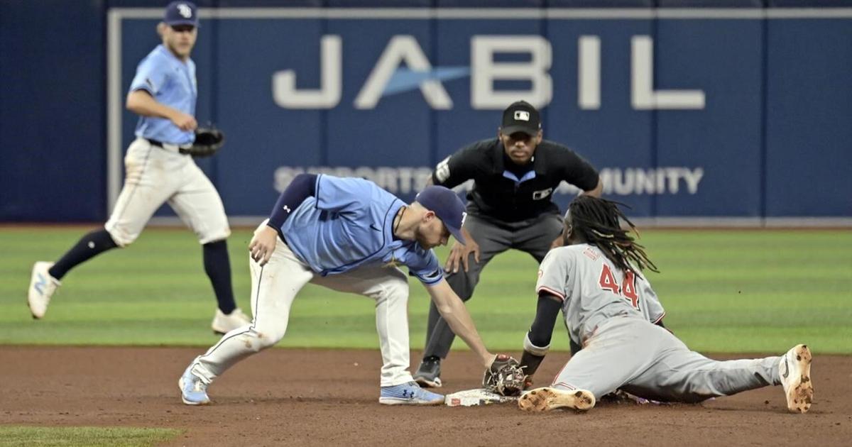 Rays score twice in the 8th for 2-1 victory over the Reds