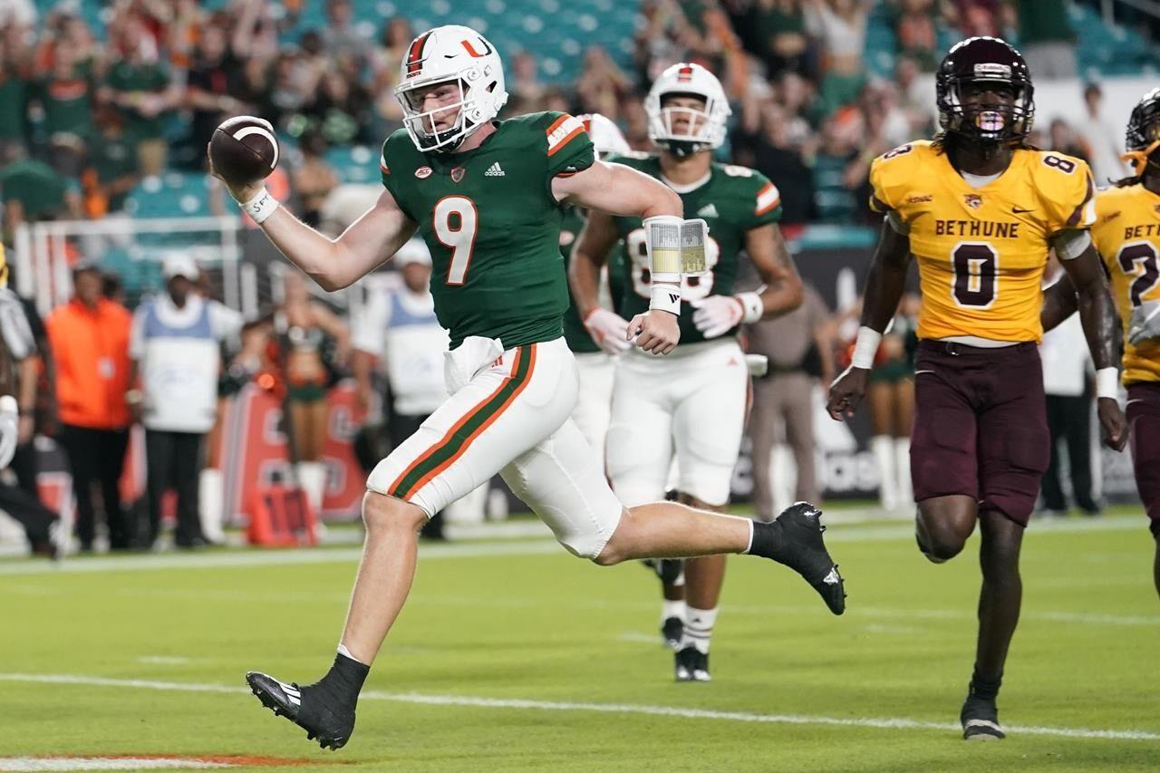 Van Dyke throws for 3 TDs, Parrish rushes for 2 scores, unbeaten No. 20  Miami routs Temple 41-7 - Atlantic Coast Conference