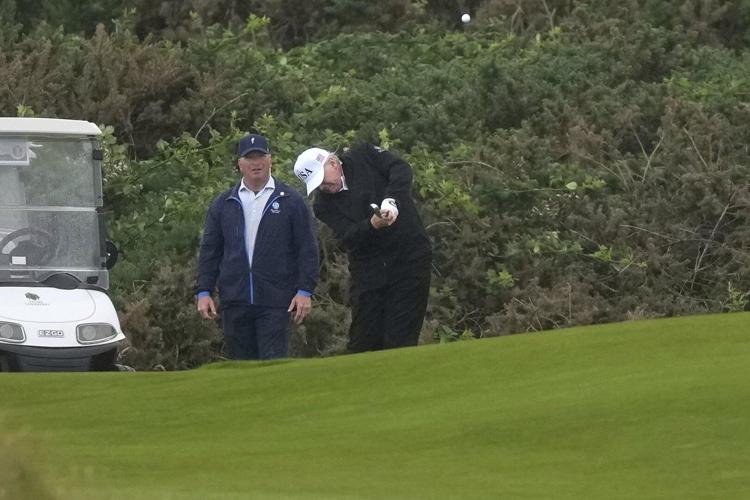 Trump plays golf in Scotland while protesters take to the streets and ...