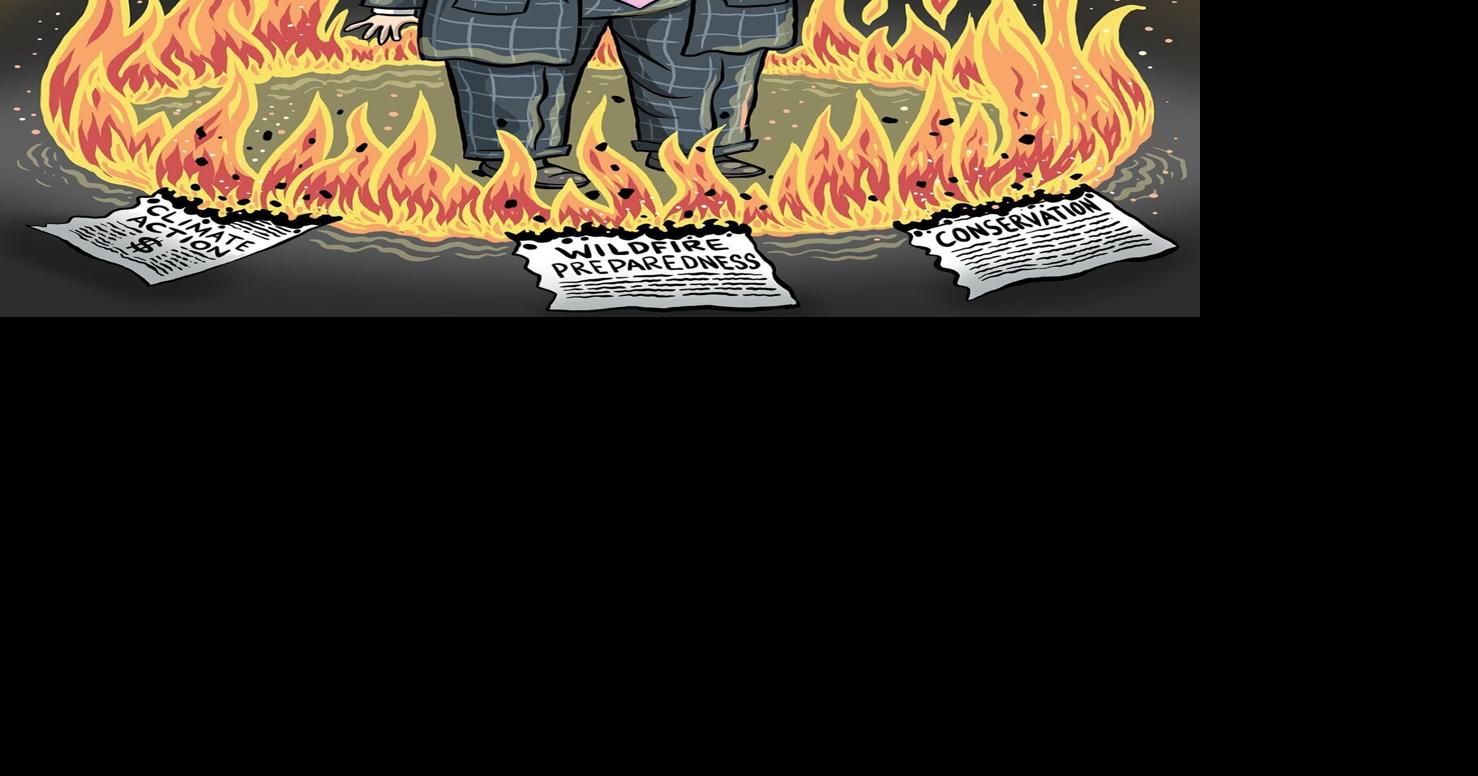 Editorial cartoon on 2026 budget priorities: This is fine