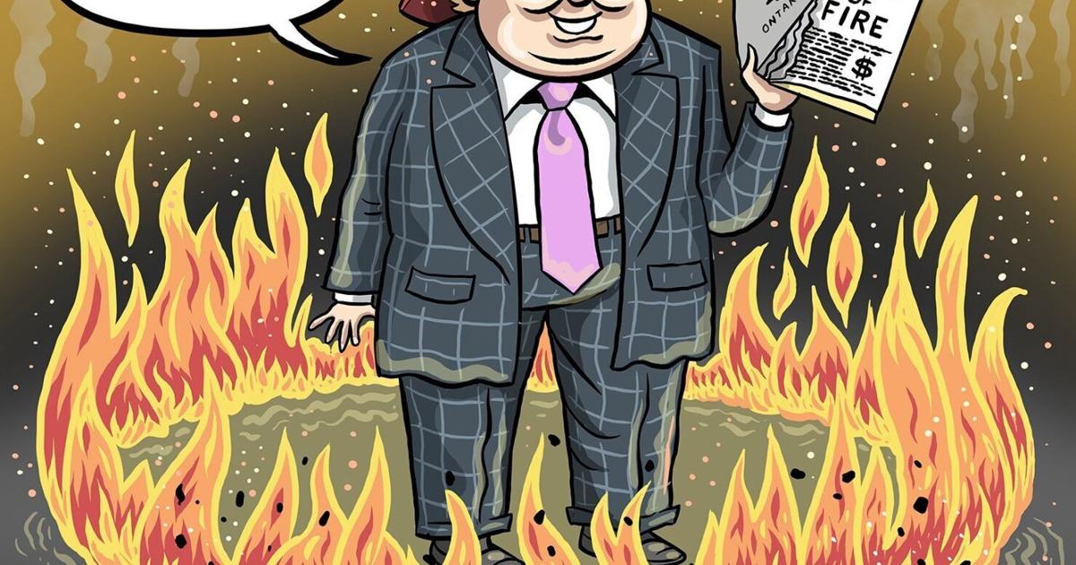 Editorial cartoon on 2026 budget priorities: This is fine
