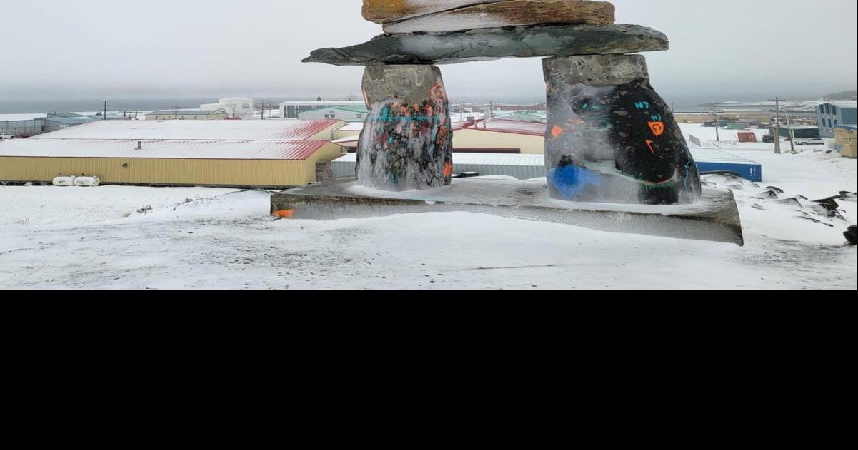 Shadow cast over Rankin Inlet's inuksuk