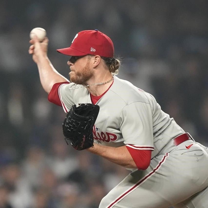 Philadelphia Phillies' Kyle Schwarber spits out his gum after striking out  in the fifth inning of the team's baseball game against the Chicago Cubs on  Tuesday, June 27, 2023, in Chicago. (AP