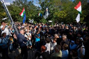 Protesters rally at an opulent Hungarian estate linked to Prime Minister Viktor Orbán