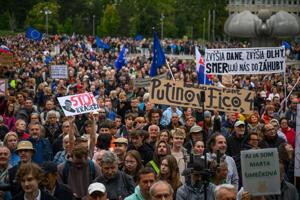 Slovaks hold nationwide protests against economic policies of populist PM Robert Fico