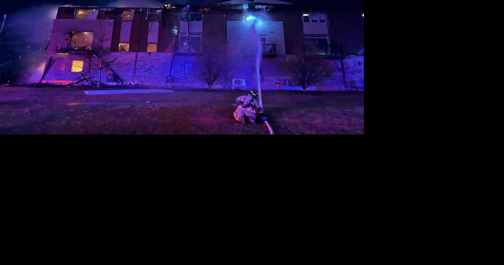 Multiple alarm fire in a townhouse complex on Echovalley Drive, just west of Heritage Green Community Dog Park, on March 9. 