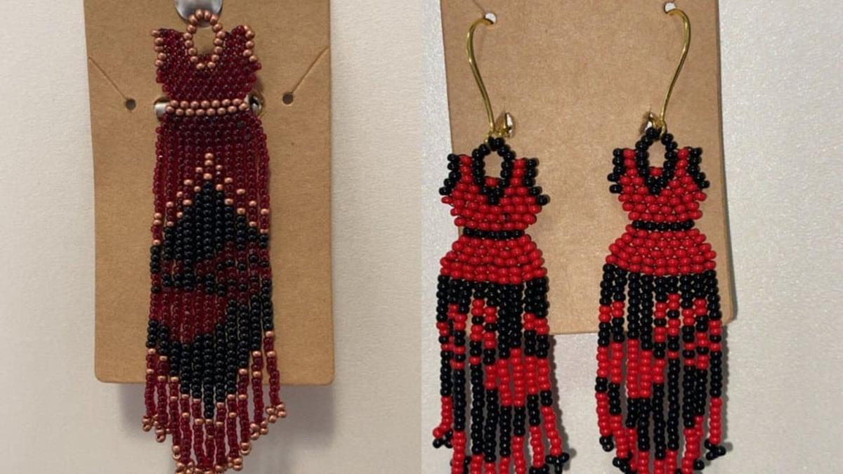 open lace back dress MMIW Red Handprint Dress, Indigenous Women's Justice Tribal Skirt for  Awareness & Support – RezSpirit main image 1