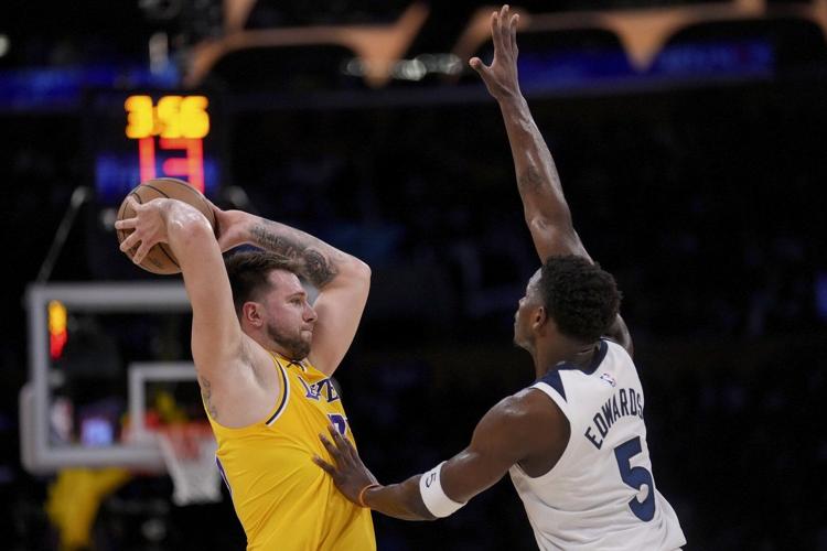 Luka scores 31, and the Lakers muscle past the Timberwolves 94-85 to ...
