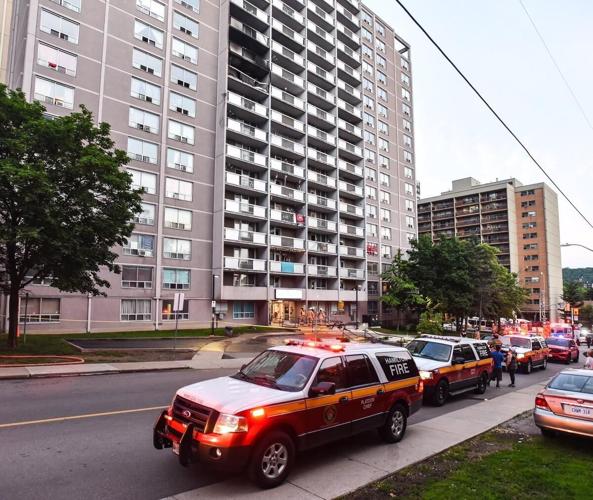 Fire rips through 10th floor of Vanier Towers on Hess Street