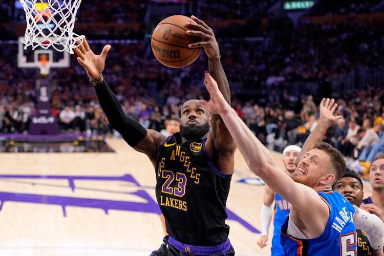 Champion Thunder hold off tenacious Lakers 115-110 in Game 4 for ...