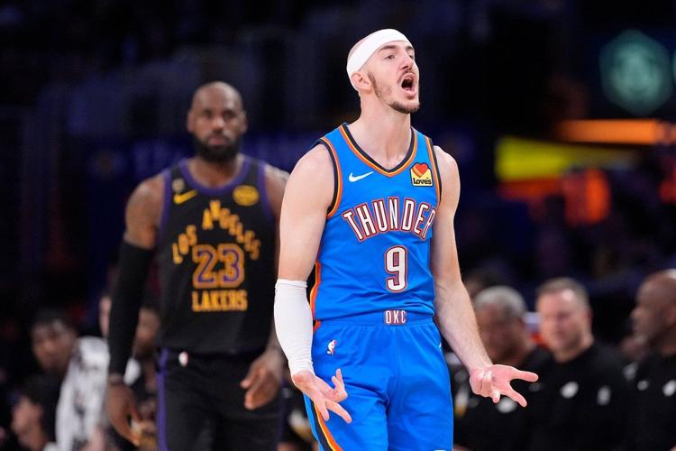 Champion Thunder hold off tenacious Lakers 115-110 in Game 4 for ...