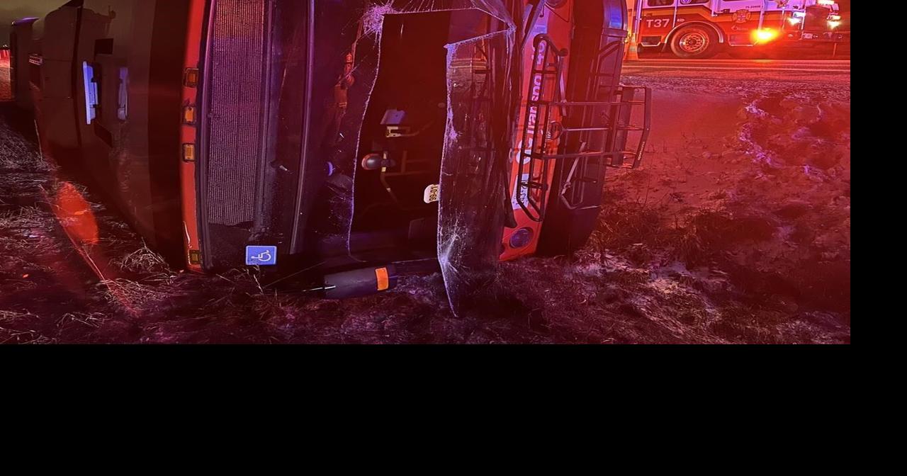 Ottawa fire crews respond to crash that left OC Transpo bus in ditch