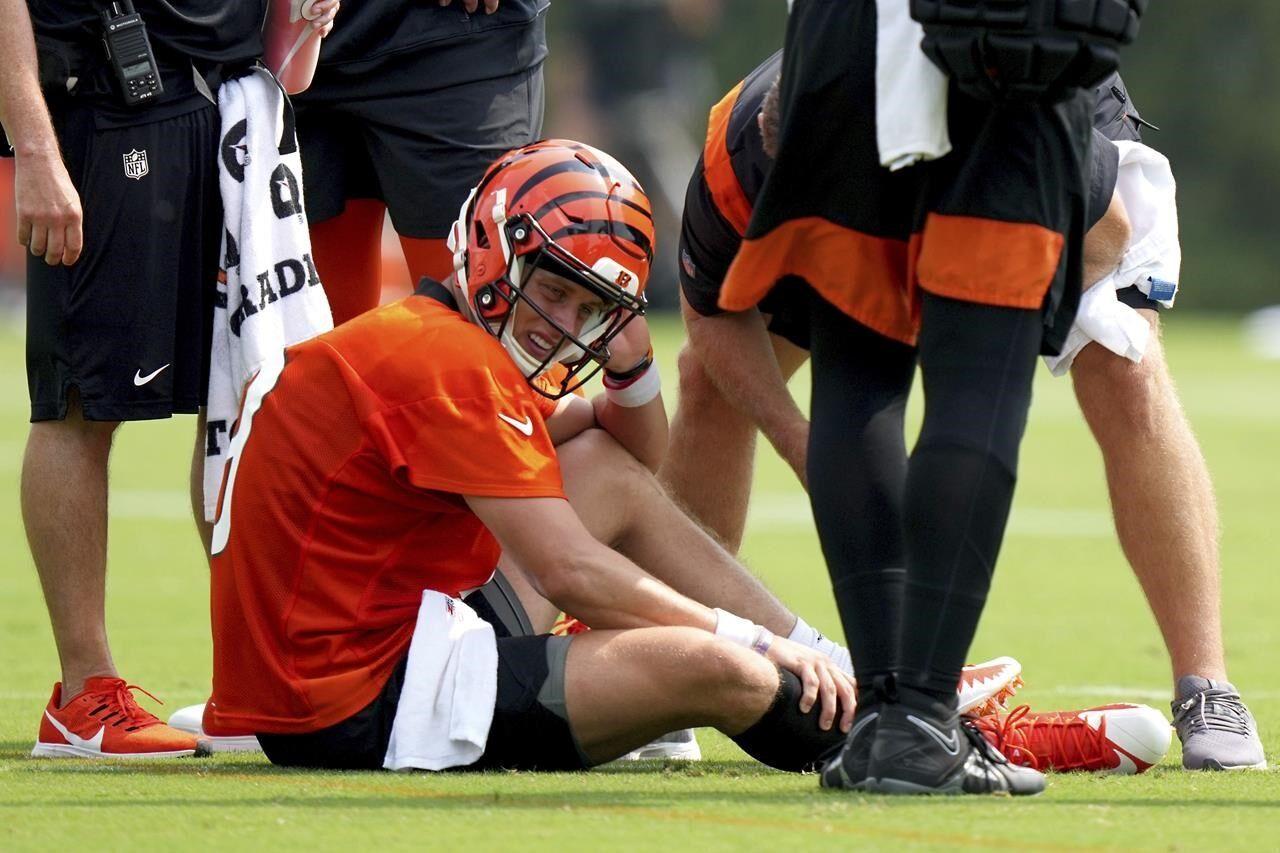 Bengals quarterback Joe Burrow back at practice for the first time since  July 27