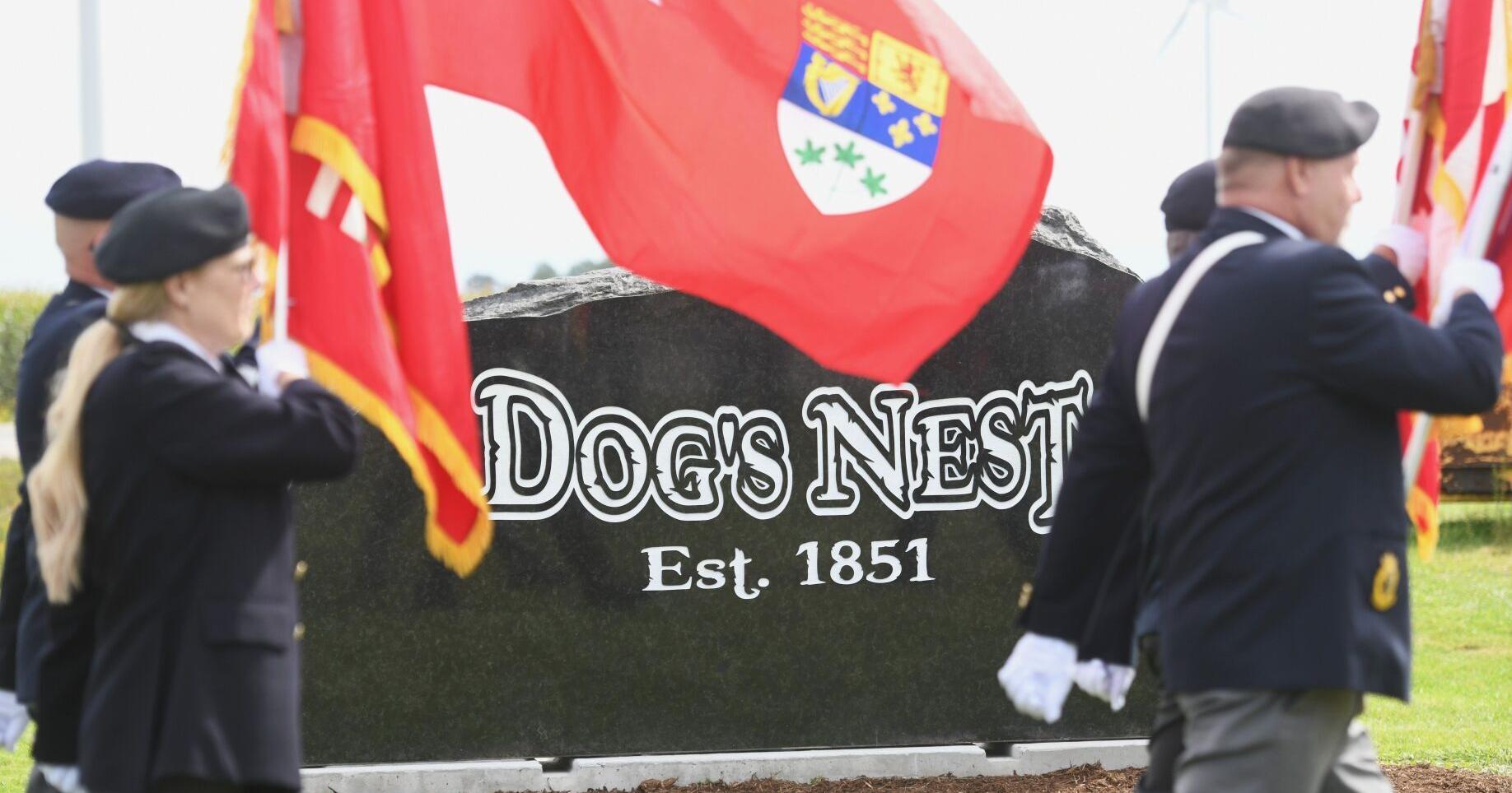 Dogs Nest howls again as residents restore damaged monument