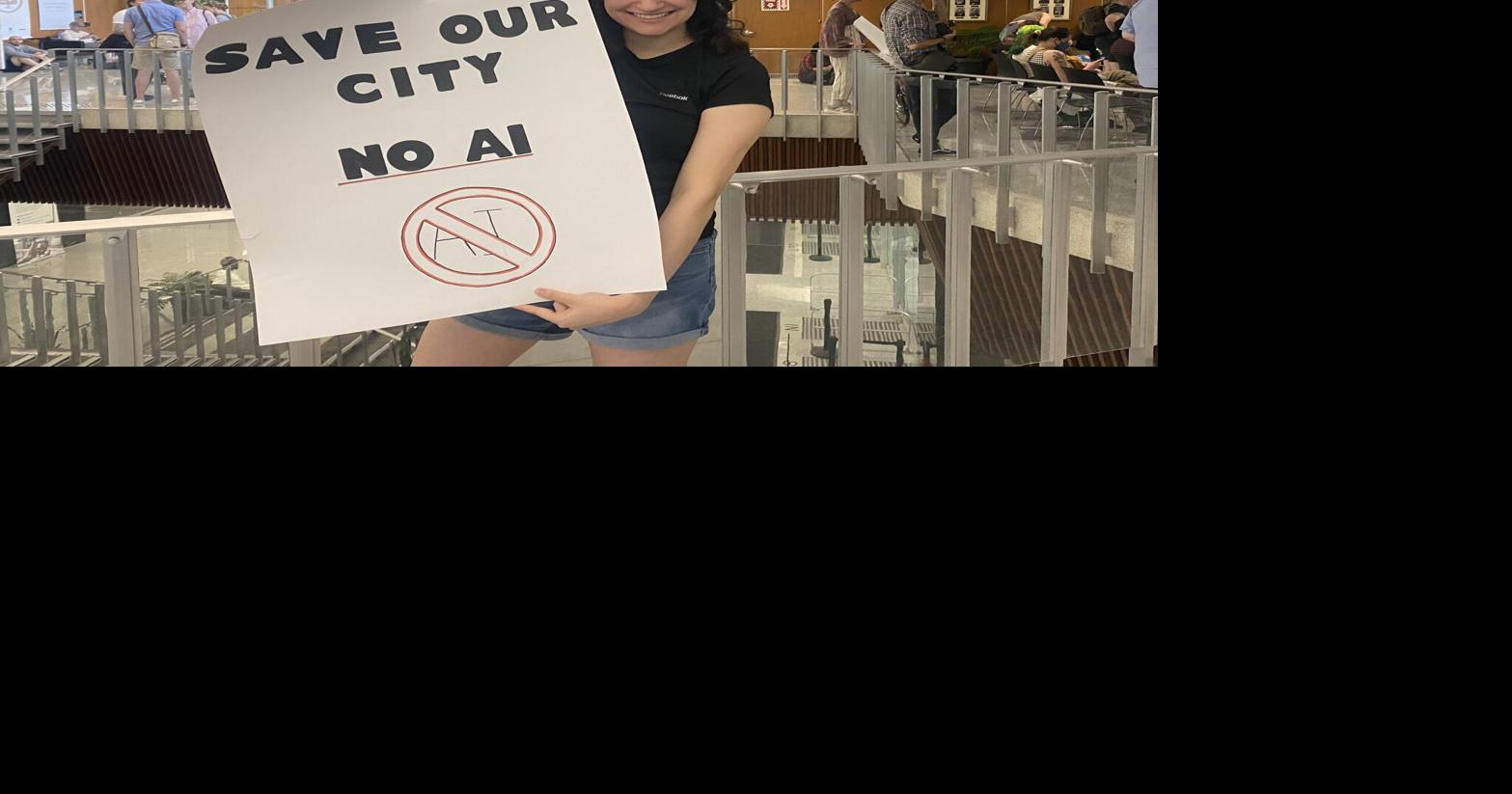 ‘Don’t let this happen’: Hundreds gather at city hall to protest possible AI data centre