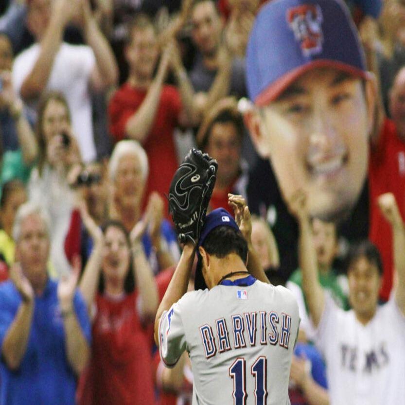 Texas Rangers American League pitcher Yu Darvish (11) on the mound