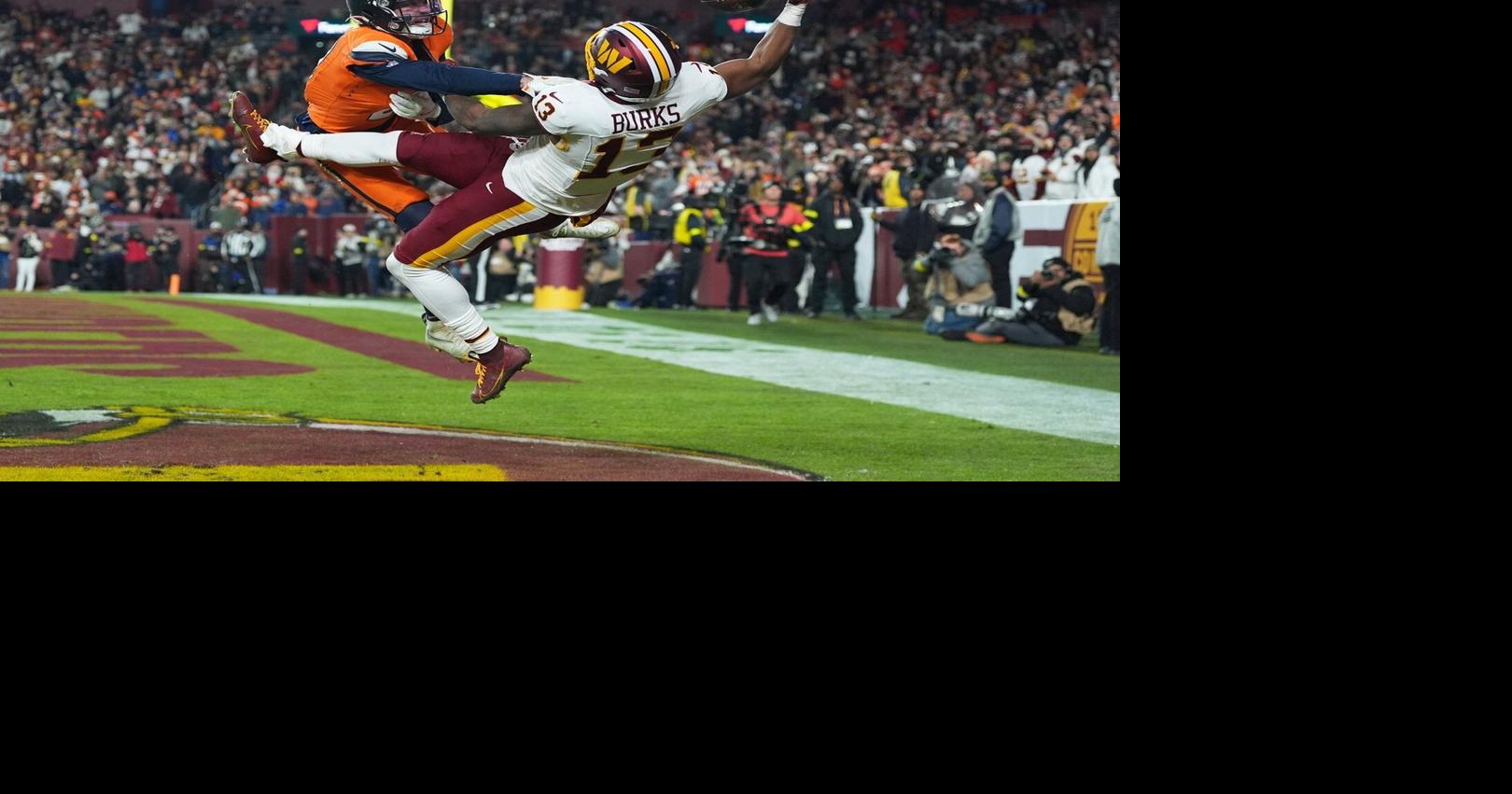 Catch of the year? Commanders’ Treylon Burks makes incredible 1-handed TD grab vs. Broncos