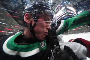 Stars defenseman Nils Lundkvist avoids hospital after taking a skate to the face