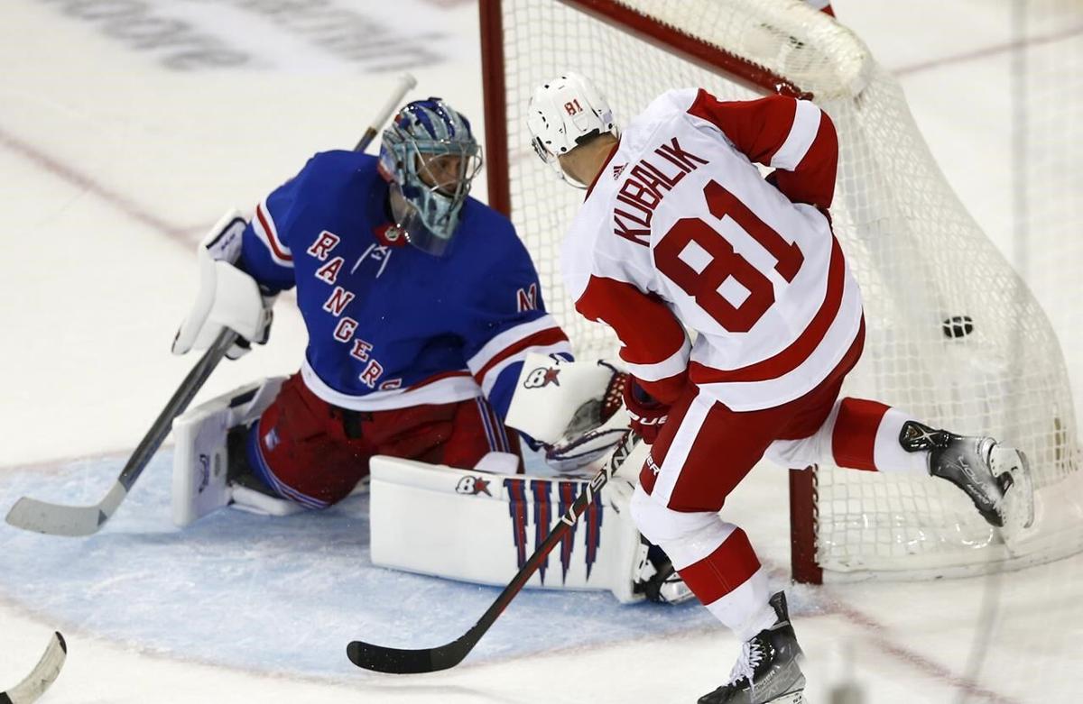 Kubalik scores in OT to give Red Wings 3-2 win over Rangers