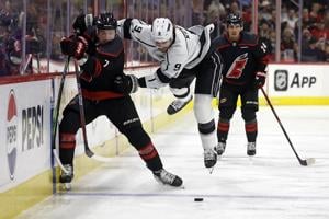 Trevor Moore scores twice as Kings snap skid by beating Hurricanes 5-2