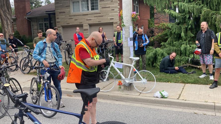 Hundreds join ghost bike ride for sixth cyclist killed