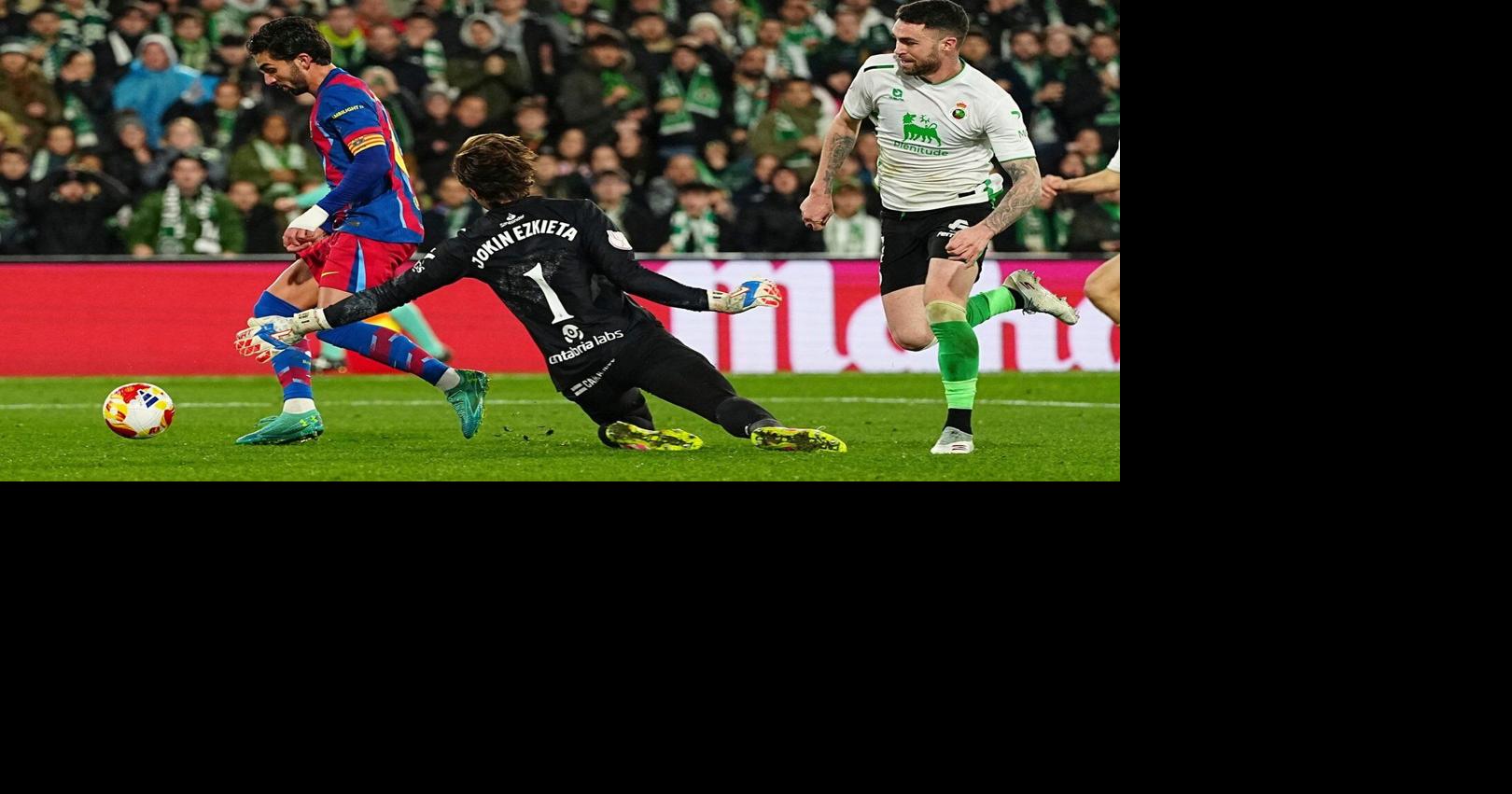 Barcelona defeats 2nd-division club Racing 2-0 to advance to quarterfinals of the Copa del Rey