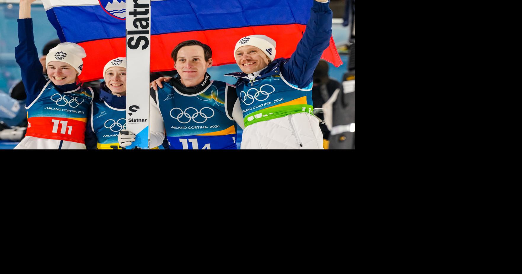 Slovenian siblings Domen and Nika Prevc win Olympic gold in ski jumping team event