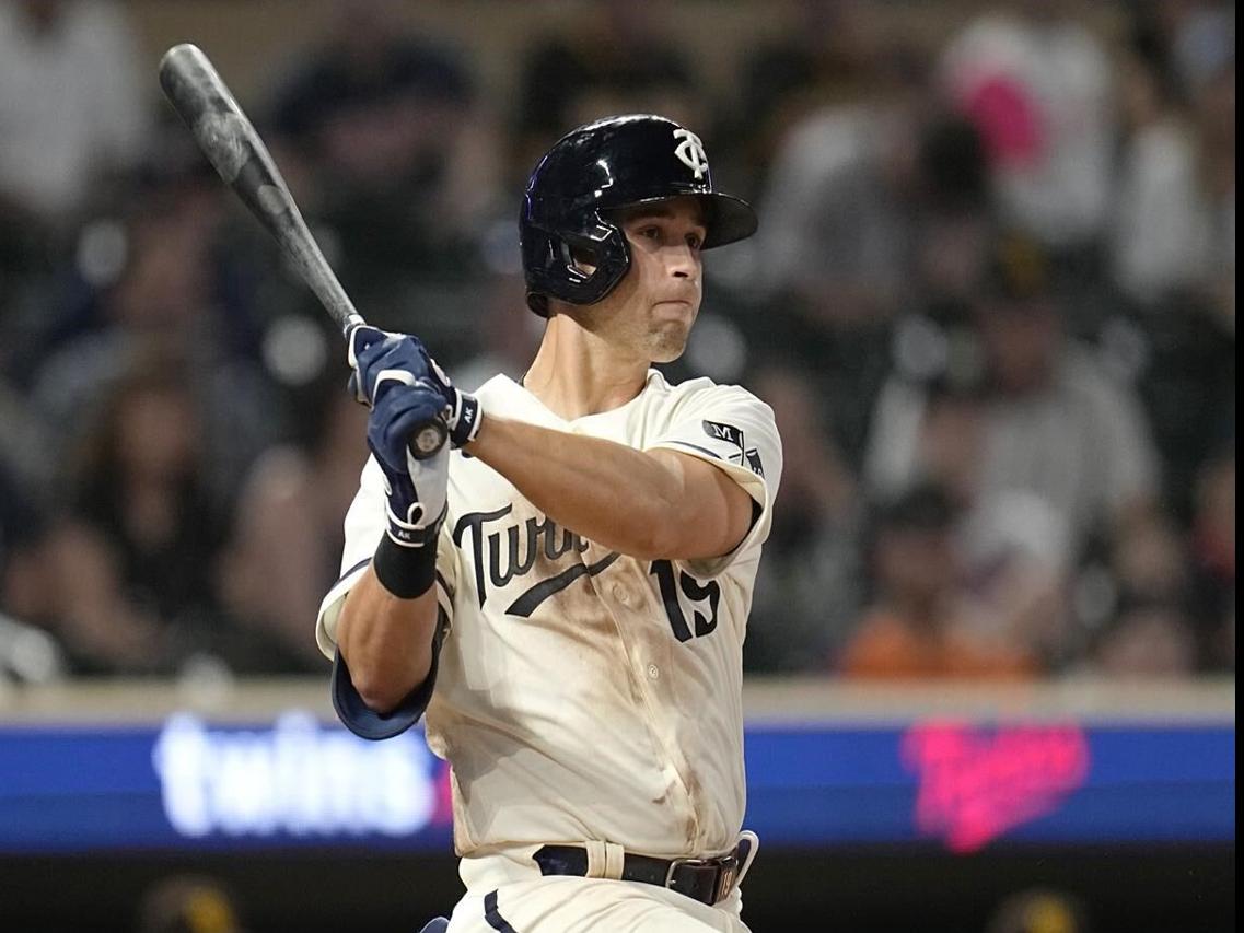 Minnesota Twins left fielder Joey Gallo makes a catch for the out on San  Diego Padres' Manny Machado during the first inning of a baseball game  Wednesday, May 10, 2023, in Minneapolis. (