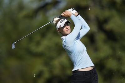 Nelly Korda makes late run of birdies at Liberty National and shares the lead