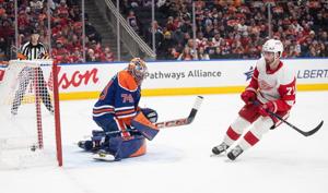 Raymond scores shootout winner as Red Wings rally for 3-2 victory over Oilers