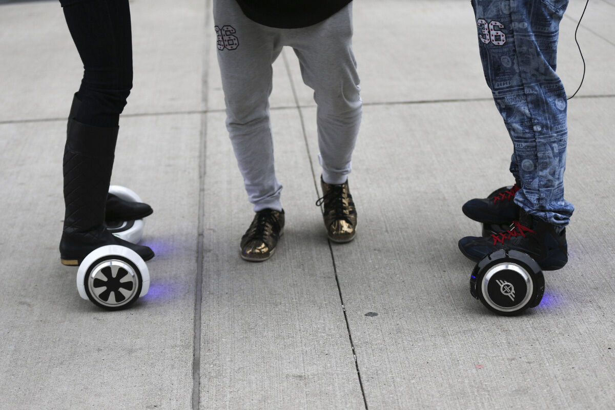 The trick to a hoverboard is staying on