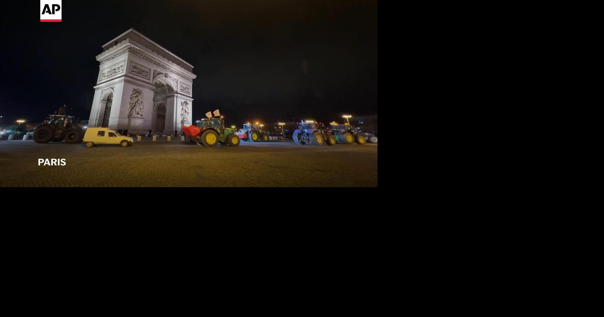 French farmers drive 350 tractors to Parliament to protest low incomes and EU trade deal