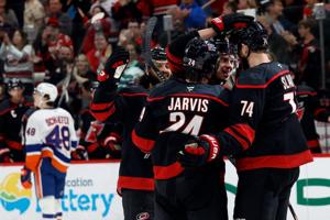 Jarvis scores twice to help the Hurricanes beat the Islanders 4-3