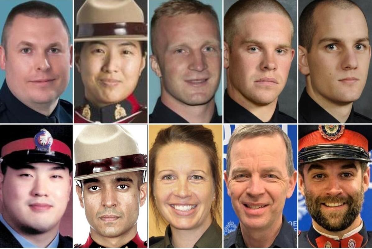 Ten police officers have been killed in Canada in recent months