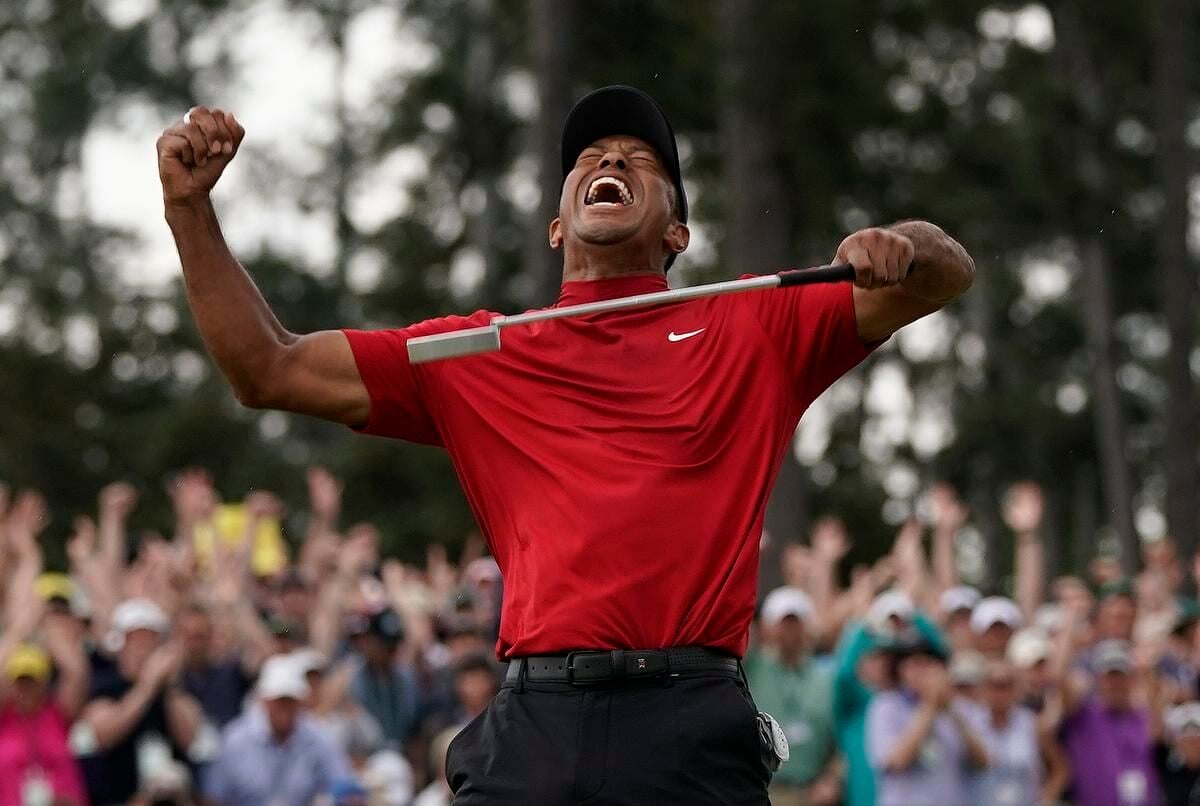 Tiger Woods red mock turtleneck popular with golf fans following