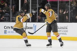 Noah Hanifin scores late goal to lift Golden Knights past Nashville 5-3, and clinch Pacific