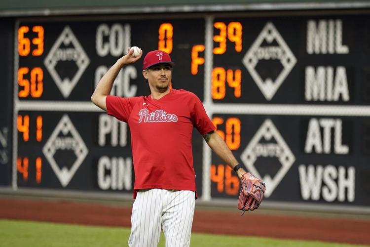 Rhys Hoskins throws out the first pitch prior to the Marlins-Phillies Game  1 : r/baseball