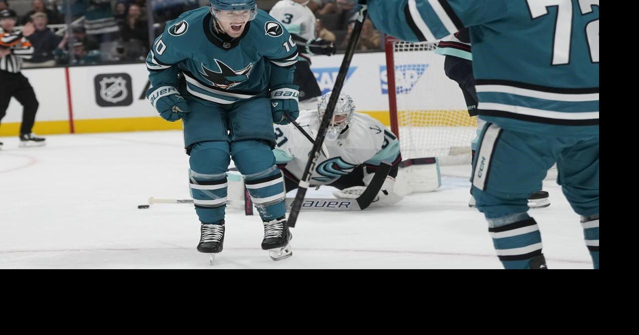 Klim Kostin's Gordie Howe hat trick helps Sharks beat Kraken 8-5